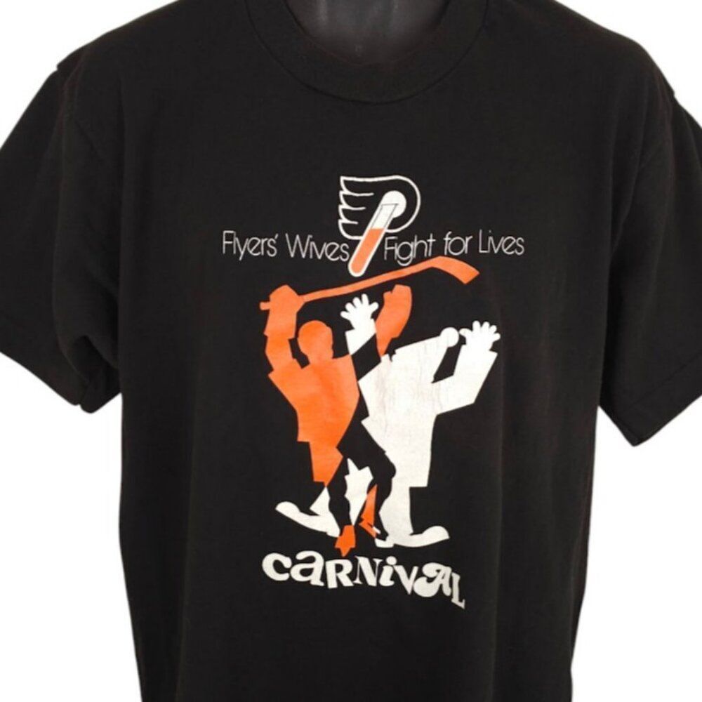 Vintage Philadelphia Flyers T Shirt Mens Size Large Black 90s Wives Made In USA
